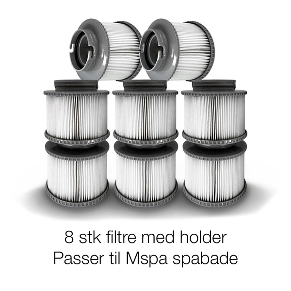 Filtre til Mspa spabad (8 stk) - Med indbygget holder